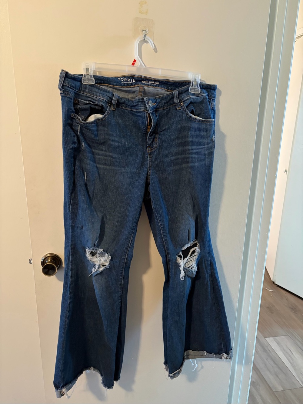 torrid Dark Blue Distressed Flare Jeans